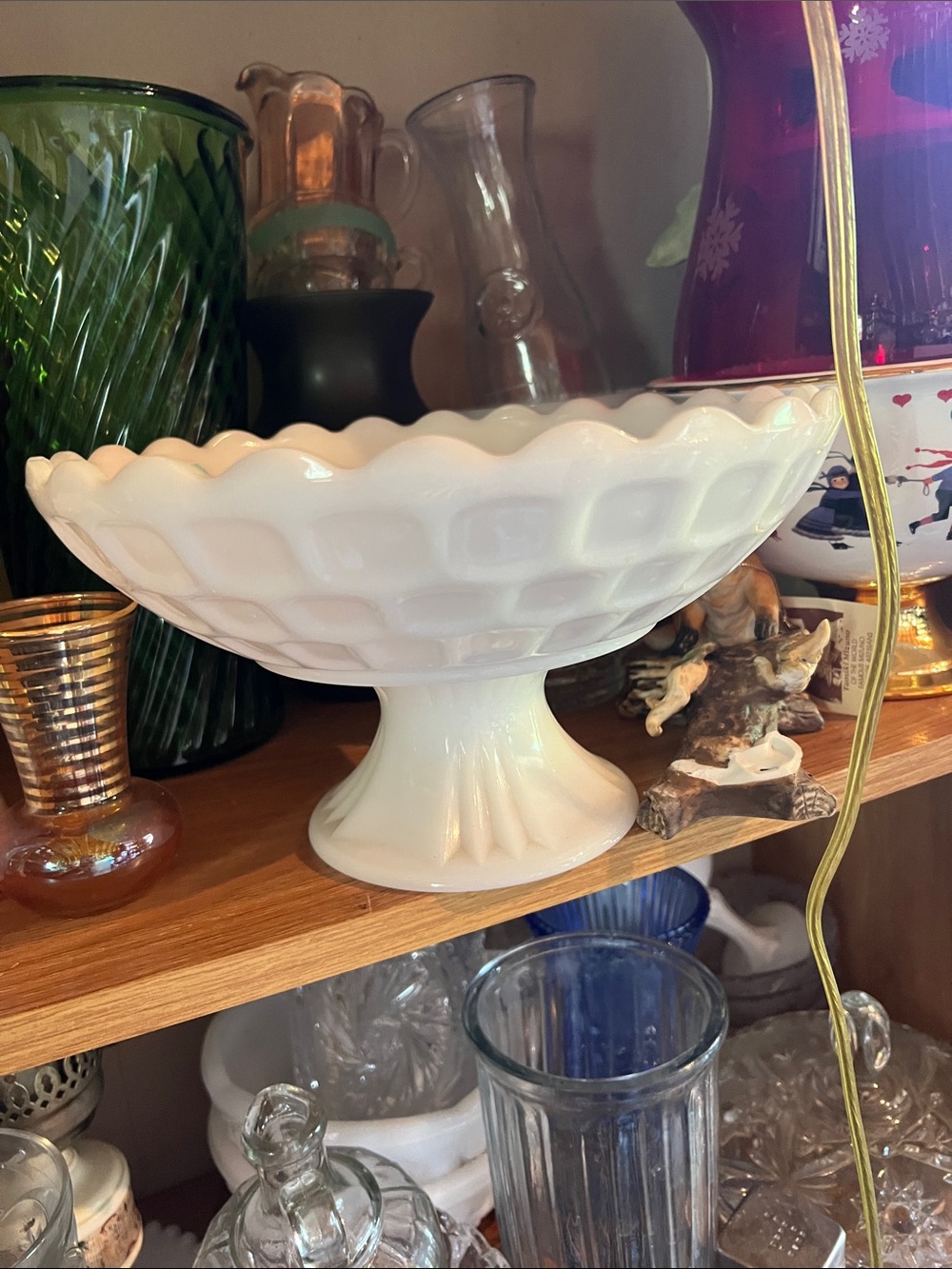 Vintage White Milk Glass Pedestal Compote Bowl - Picture 1 of 1